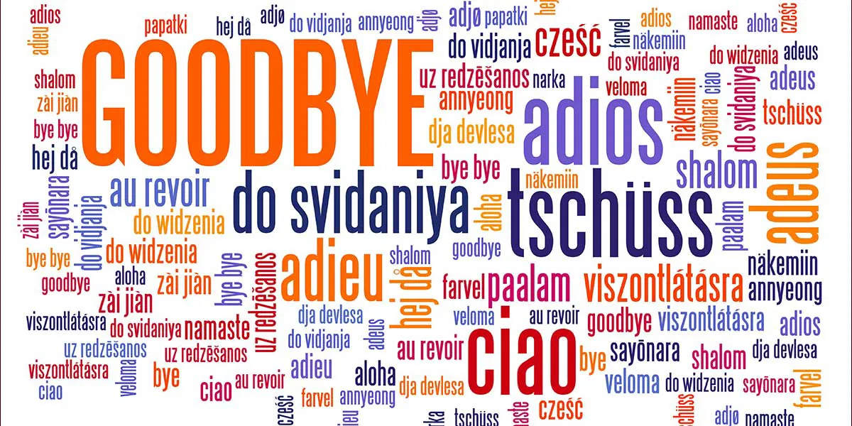 Tschuess in verschiedenen Sprachen